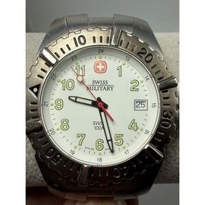 Swiss Military 0950489 New Battery Mens‎ Watch 39MM 8" White Dial Swiss Made